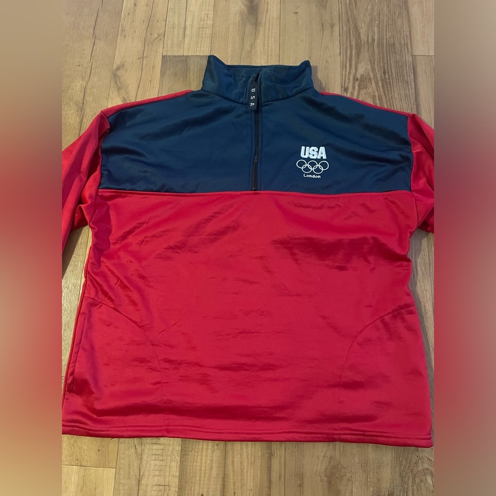 USA London Olympics Pullover Mens XL Fleece Lined 1/4 Zip Jacket Sweatshirt